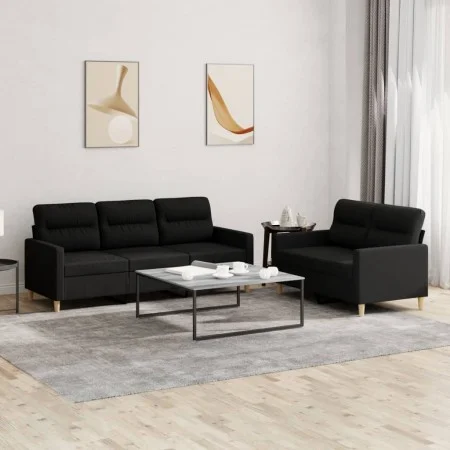 Juego de sofás con cojines 2 piezas tela negro de , Sofás - Ref: Foro24-3201604, Precio: 447,65 €, Descuento: %