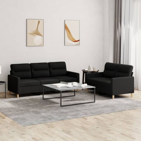 Juego de sofás con cojines 2 piezas tela negro de , Sofás - Ref: Foro24-3201604, Precio: 470,42 €, Descuento: %
