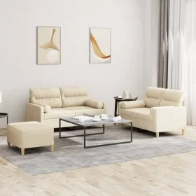 Juego de sofás con cojines 3 piezas tela crema de , Sofás - Ref: Foro24-3201594, Precio: 491,49 €, Descuento: %