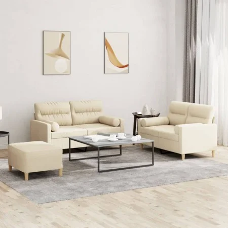 Juego de sofás con cojines 3 piezas tela crema de , Sofás - Ref: Foro24-3201594, Precio: 491,49 €, Descuento: %