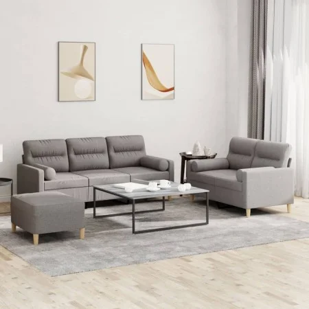 Juego de sofás con cojines 3 piezas tela gris taupe de , Sofás - Ref: Foro24-3201631, Precio: 551,83 €, Descuento: %