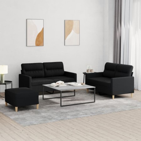 Juego de sofás con cojines 3 piezas tela negro de , Sofás - Ref: Foro24-3201580, Precio: 441,78 €, Descuento: %