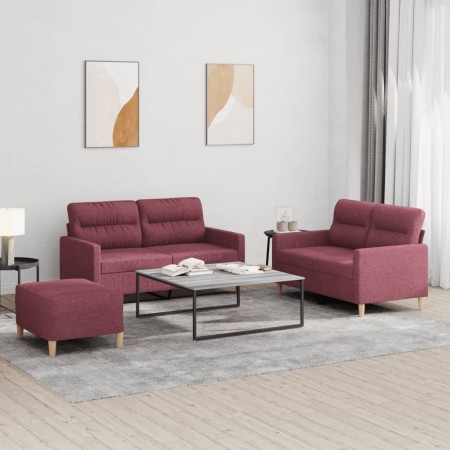 Juego de sofás con cojines 3 piezas tela rojo tinto de , Sofás - Ref: Foro24-3201582, Precio: 468,12 €, Descuento: %