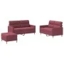 Three-piece sofa set with red wine fabric cushions by , Sofas - Ref: Foro24-3201582, Price: 461,54 €, Discount: %