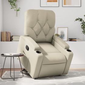 Sillón reclinable elevable cuero artificial color crema en Sillones | Comprar online en Foru.es