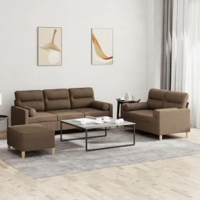 Three-piece sofa set with brown fabric cushions. by , Sofas - Ref: Foro24-3201627, Price: 521,22 €, Discount: %