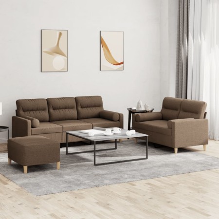 Juego de sofás con cojines 3 piezas tela marrón de , Sofás - Ref: Foro24-3201627, Precio: 529,44 €, Descuento: %