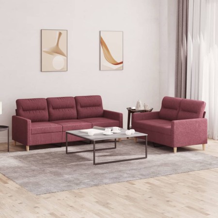 Juego de sofás con cojines 2 piezas tela rojo tinto de , Sofás - Ref: Foro24-3201606, Precio: 468,10 €, Descuento: %