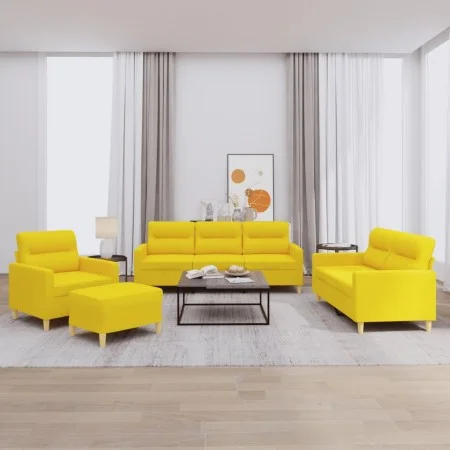Set of sofas with 4 light yellow fabric cushions by , Sofas - Ref: Foro24-3201549, Price: 594,11 €, Discount: %