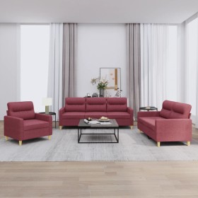 Juego de sofás con cojines 3 piezas tela rojo tinto de , Sofás - Ref: Foro24-3201542, Precio: 598,24 €, Descuento: %