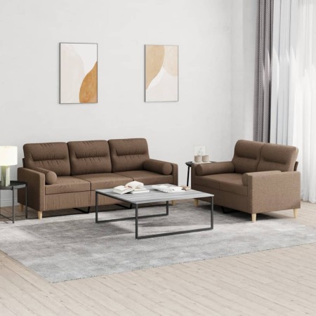 Juego de sofás con cojines 2 piezas tela marrón de , Sofás - Ref: Foro24-3201619, Precio: 490,93 €, Descuento: %