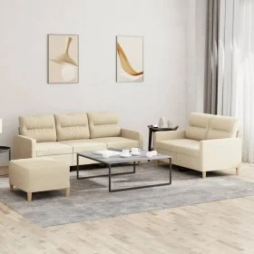 Sofagarnitur mit Kissen, 3-teilig, cremefarbener Stoff von , Sofas - Ref: Foro24-3201610, Preis: 519,60 €, Rabatt: %