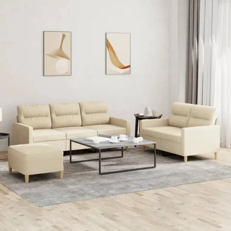 Juego de sofás con cojines 3 piezas tela crema de , Sofás - Ref: Foro24-3201610, Precio: 519,60 €, Descuento: %