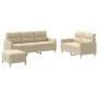 Juego de sofás con cojines 3 piezas tela crema de , Sofás - Ref: Foro24-3201610, Precio: 519,60 €, Descuento: %