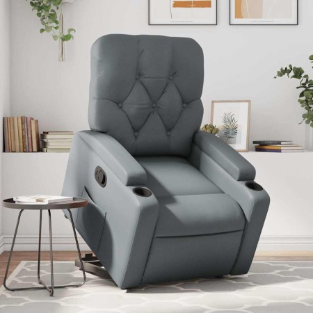 Sillón reclinable elevable cuero artificial gris en Sillones | Comprar online en Foru.es