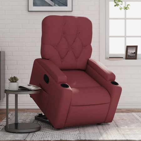 Sillón reclinable elevable cuero artificial rojo tinto en Sillones | Comprar online en Foru.es