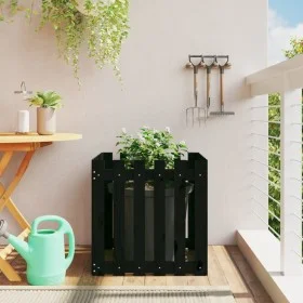 Jardinera diseño de valla madera maciza pino negra 60x60x60 cm de , Maceteros y jardineras - Ref: Foro24-832459, Precio: 39,4...