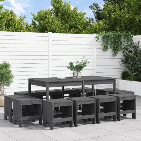 Juego de comedor de jardín 13 piezas madera maciza pino gris de , Conjuntos de jardín - Ref: Foro24-3157723, Precio: 624,87 €...
