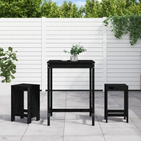 Set de mesa y taburetes altos jardín 3 pzas madera pino negro de , Conjuntos de jardín - Ref: Foro24-3157737, Precio: 211,34 ...