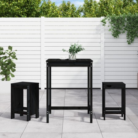 Set de mesa y taburetes altos jardín 3 pzas madera pino negro de , Conjuntos de jardín - Ref: Foro24-3157737, Precio: 211,34 ...