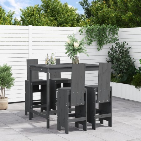 Set de mesa y taburetes altos jardín 5 piezas madera pino gris de , Conjuntos de jardín - Ref: Foro24-3157777, Precio: 402,60...