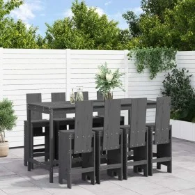 Mesa y taburetes altos jardín 9 pzas madera maciza de pino gris de , Conjuntos de jardín - Ref: Foro24-3157789, Precio: 787,5...