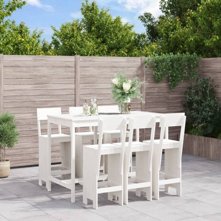 Set de mesa y taburetes altos jardín 7 pzas madera pino blanco de , Conjuntos de jardín - Ref: Foro24-3157812, Precio: 549,47...