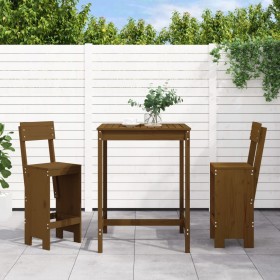 Mesa y taburetes altos de jardín 3 pzas madera pino marrón miel de , Conjuntos de jardín - Ref: Foro24-3157796, Precio: 230,8...