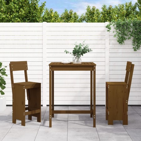 Mesa y taburetes altos de jardín 3 pzas madera pino marrón miel de , Conjuntos de jardín - Ref: Foro24-3157796, Precio: 230,8...
