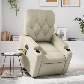 Sillón reclinable de masaje de pie cuero artificial color crema en Sillones | Comprar online en Foru.es
