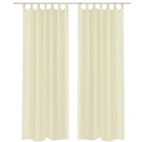2 Cortinas color crema transparentes 140 x 245 cm de , Cortinas y visillos - Ref: Foro24-130202, Precio: 24,41 €, Descuento: %