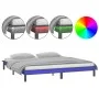 Estructura de cama doble con LED madera maciza gris 120x190 cm de , Camas y somieres - Ref: Foro24-820643, Precio: 135,60 €, ...