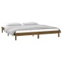 Estructura de cama con LED madera maciza marrón miel 200x200 cm de , Camas y somieres - Ref: Foro24-820629, Precio: 121,93 €,...