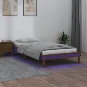 Honey brown solid wood single bed frame 75x190 cm by , Beds and slatted bases - Ref: Foro24-820634, Price: 75,19 €, Discount: %