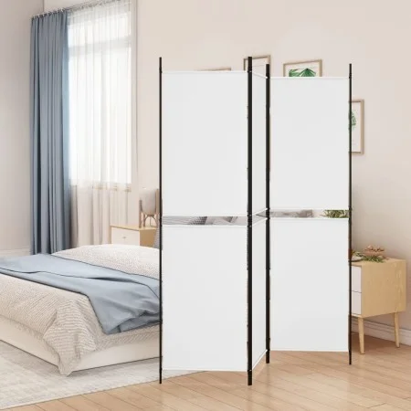Biombo divisor de 3 paneles de tela blanco 150x180 cm de , Divisores de ambientes - Ref: Foro24-350210, Precio: 34,19 €, Desc...