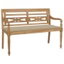 Banco Batavia madera maciza de teca con cojín beige 120 cm de , Bancos de jardín - Ref: Foro24-3062157, Precio: 223,50 €, Des...