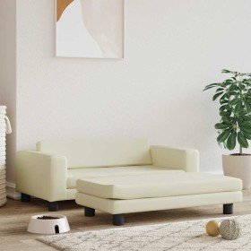 Cama de perros con extensión cuero sintético crema 100x50x30 cm en Camas para perros | Comprar online en Foru.es