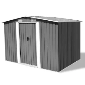 Caseta de jardín de metal 257x205x178 cm gris de vidaXL, Cobertizos - Ref: Foro24-42907, Precio: 287,79 €, Descuento: %