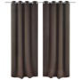 Cortinas opacas 2 piezas con ojales de metal 135x175 cm marrón de , Cortinas y visillos - Ref: Foro24-132200, Precio: 27,48 €...