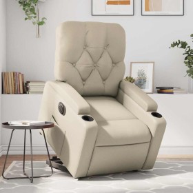 Sillón reclinable elevable eléctrico de cuero sintético crema en Sillones | Comprar online en Foru.es