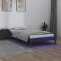 Estructura de cama con LED madera maciza gris 90x190 cm de , Camas y somieres - Ref: Foro24-820638, Precio: 137,70 €, Descuen...