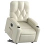 Sillón reclinable elevable eléctrico de cuero sintético crema en Sillones | Comprar online en Foru.es
