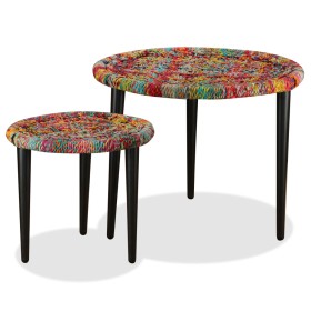 Juego de mesas de centro con detalles chindi 2 uds multicolor de vidaXL, Mesas de centro - Ref: Foro24-244213, Precio: 109,83...