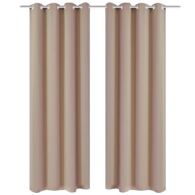 Cortinas opacas 2 piezas con ojales de metal 135x175 cm crema de , Cortinas y visillos - Ref: Foro24-132201, Precio: 29,57 €,...