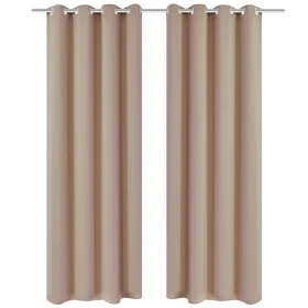 Cortinas opacas 2 piezas con ojales de metal 135x175 cm crema by , Curtains and curtains - Ref: Foro24-132201, Price: 23,68 €...