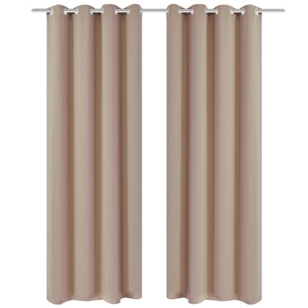 Cortinas opacas 2 piezas con ojales de metal 135x175 cm crema de , Cortinas y visillos - Ref: Foro24-132201, Precio: 29,57 €,...