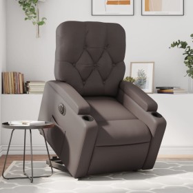 Sillón reclinable elevable eléctrico de cuero sintético marrón en Sillones | Comprar online en Foru.es