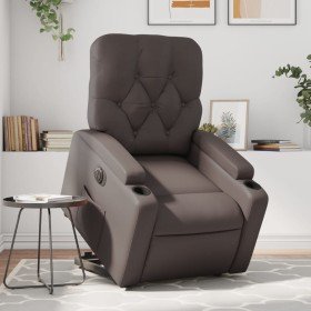 Sillón reclinable elevable eléctrico de cuero sintético marrón en Sillones | Comprar online en Foru.es