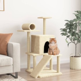 Rascador para gatos con postes de sisal color crema 110,5 cm de , Mobiliario para gatos - Ref: Foro24-172061, Precio: 39,58 €...