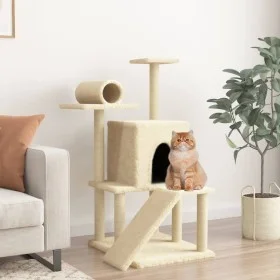 Rascador para gatos con postes de sisal color crema 110,5 cm de , Mobiliario para gatos - Ref: Foro24-172061, Precio: 39,05 €...